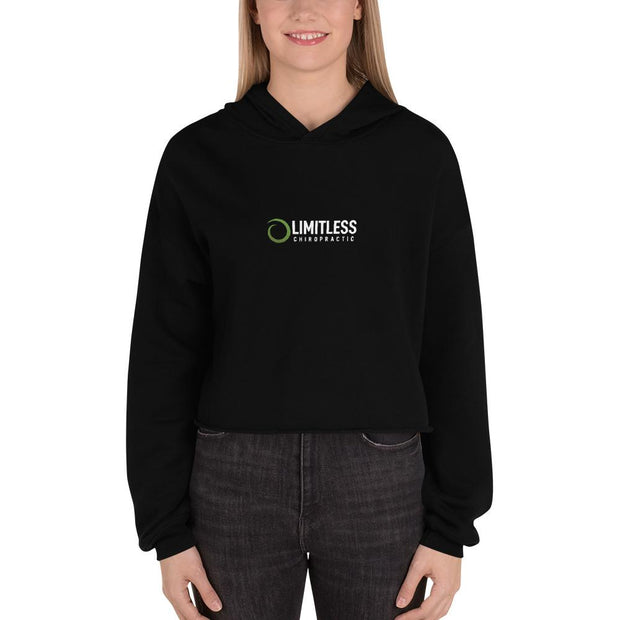 Women's Black Workout Crop Hoodie 1 - Limitless Chiropractic