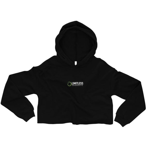 Women's Black Workout Crop Hoodie 1 - Limitless Chiropractic