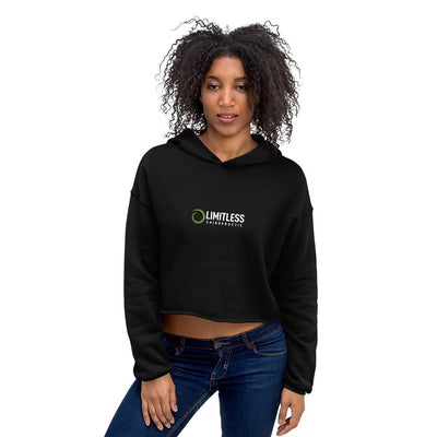 Women's Black Workout Crop Hoodie 1 - Limitless Chiropractic