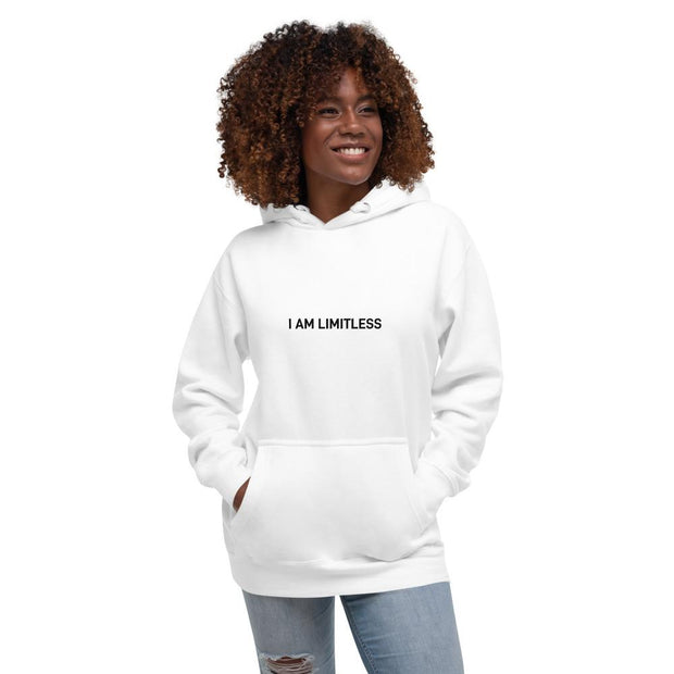 Women's White I AM LIMITLESS Hoodie - Limitless Chiropractic