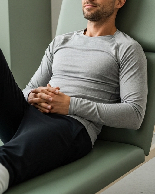 Athlete resting during sport injury recovery supported by upper cervical care.