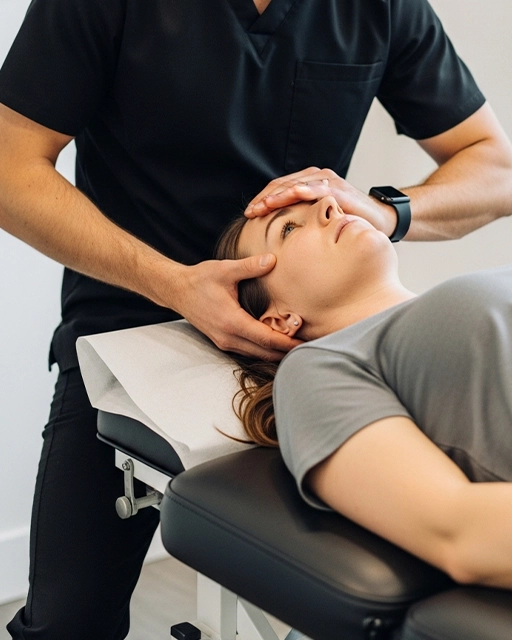 Upper cervical chiropractic adjustment focused on the neck and upper spine.