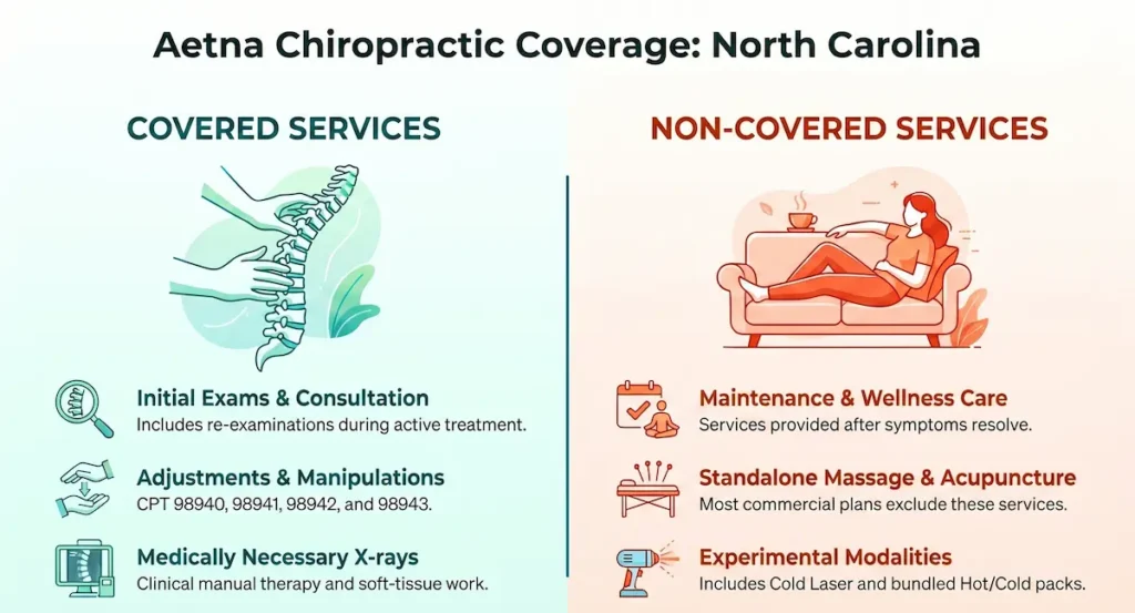 What chiropractic services does Aetna cover in NC